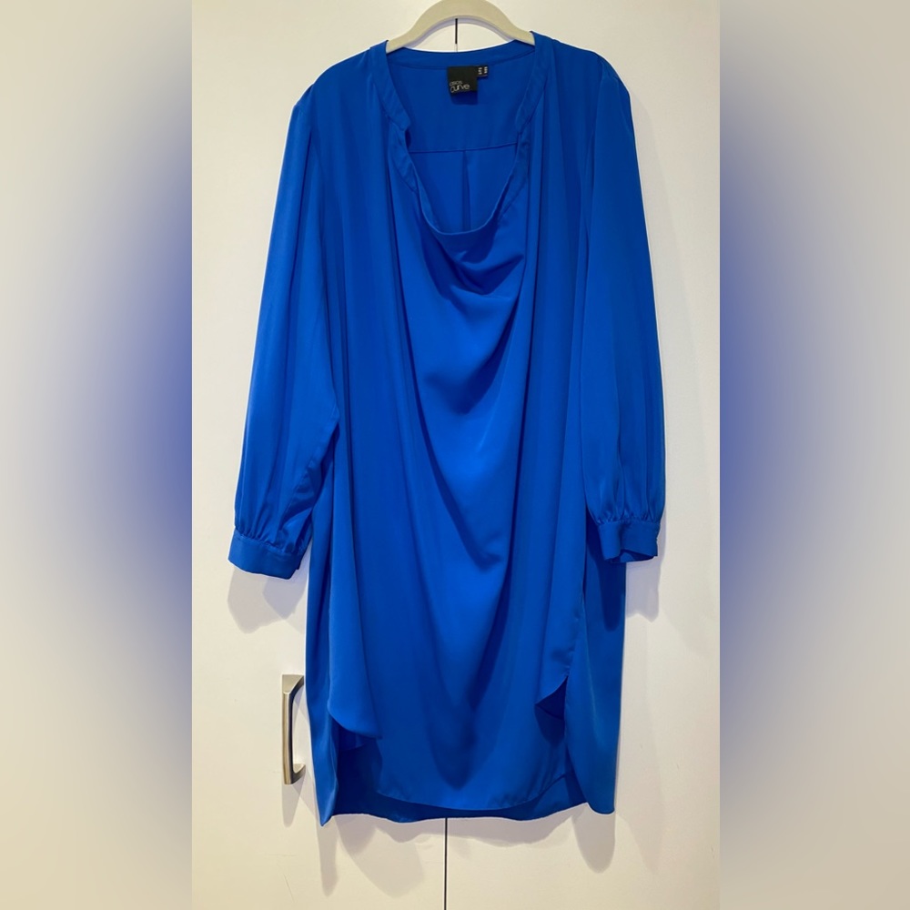 ASOS Curve Cowl Draped Satin Shirt Dress